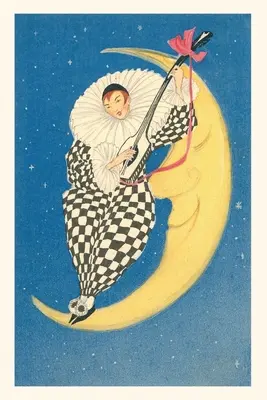 Journal d'époque Pierrot jouant de la mandoline sur la lune - Vintage Journal Pierrot Playing Mandolin on Moon