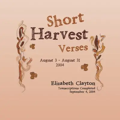 Short Harvest : Versets - Short Harvest: Verses