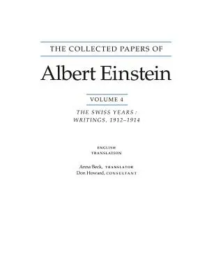 Le recueil de documents d'Albert Einstein, volume 4 (anglais) : Les années suisses : Écrits, 1912-1914. (supplément à la traduction anglaise) - The Collected Papers of Albert Einstein, Volume 4 (English): The Swiss Years: Writings, 1912-1914. (English Translation Supplement)