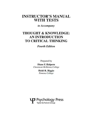 Pensée et connaissance : Une introduction à la pensée critique - Thought and Knowledge: An Introduction to Critical Thinking