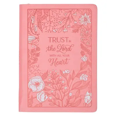 Cadeaux d'art chrétien Journal en cuir végétal rose zippé, carnet de notes inspirant pour femmes Trust in the Lord Scripture, couverture souple, 336 pages lignées, Ri - Christian Art Gifts Pink Vegan Leather Zipped Journal, Inspirational Women's Notebook Trust in the Lord Scripture, Flexible Cover, 336 Ruled Pages, Ri