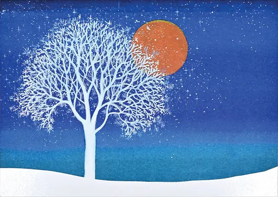 Cartes de vœux de l'arbre d'hiver dans un coffret de luxe - Winter Tree Deluxe Boxed Holiday Cards