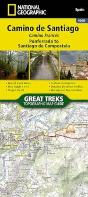 Camino de Santiago 4 of 4 Map [Ponferrada to Santiago de Compostela]