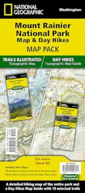 Mount Rainier Day Hikes and National Park Map [Map Pack Bundle] Map